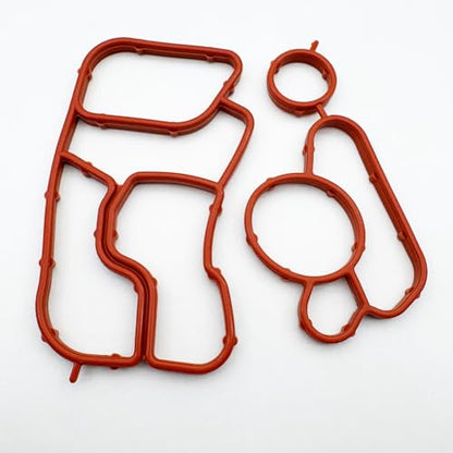 2PCS Engine Oil Cooler Gasket Kit 06J117070C + 06J115441A Compatible with Audi A4 A5 Q5 VW Passat Tiguan 2.0