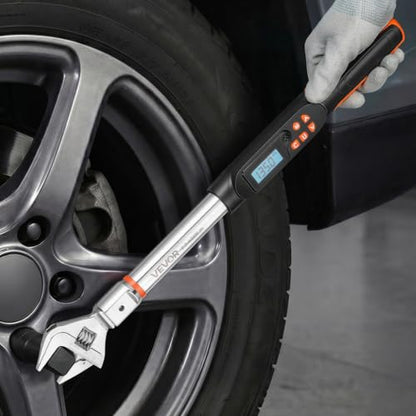 VEVOR Torque Wrench 0-1.5 in Adjustable Jaw Opening Digital Torque Wrench, Open-End Jaw, 4 Display Units, ±2% Accuracy, LCD Screen, with Buzzer and LED Indicator, for Pipe and Automotive Repair - size: 1-1/2"