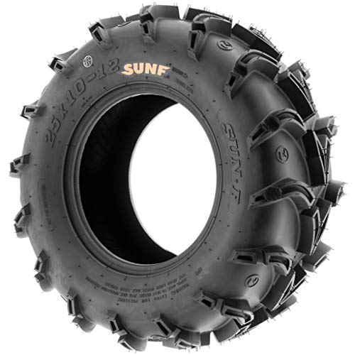 Pair of 2 SunF A050 AT 28x12-12 ATV UTV Deep Mud Terrain Tires, 6 PR, Tubeless - size: 28x12-12