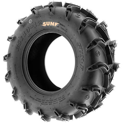 Pair of 2 SunF A050 AT 27x11-14 ATV UTV Deep Mud Terrain Tires, 6 PR, Tubeless - size: 27x11-14