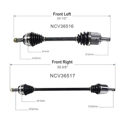 CV Axle Front FWD 2pcs Premium Replacement for Honda Civic 1992-2000 CV Axles, for 1993-1997 Honda Civic Del Sol 1.6L L4 CV Axle Joint Shaft Assembly Left (Driver) Right(Passenger) Side - size: B2CV027-WR