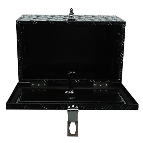 20 X 12 X 9.45 Inch Black Aluminum 5 Bar Tread Tool Box Truck Car Outdoor Trailer Pickup Underbody Toolbox, RV Storage Organizer, Underbed Tools Organizer With Lock & Keys