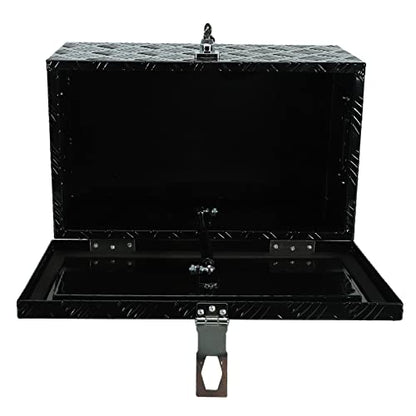 20 X 12 X 9.45 Inch Black Aluminum 5 Bar Tread Tool Box Truck Car Outdoor Trailer Pickup Underbody Toolbox, RV Storage Organizer, Underbed Tools Organizer With Lock & Keys