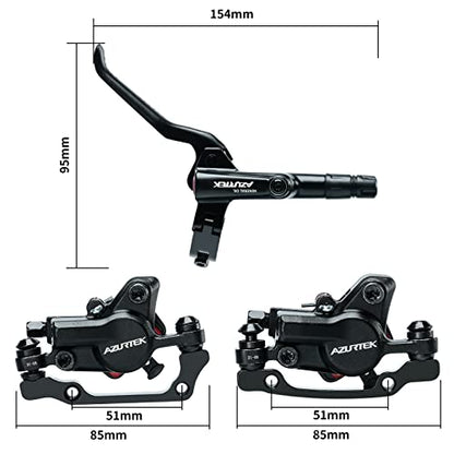 Bike Disc Brake Kit, Hydraulic Disc Brake Set with Aluminum Oil Pressure Caliper and Alloy Bicycle Brake Lever, 160mm Rotor, Bicycle Accessories for MTB/Ebike/Folding Bike/Scooter/Fat Bike - color: Hydraulic--160MM