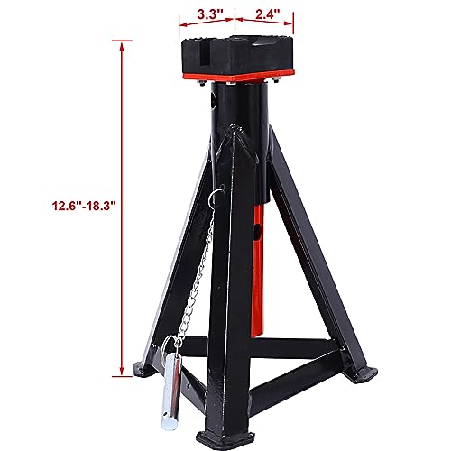 3 Ton Jack Stands Pair Heavy Duty 6000 Lbs Capacity Car Jack Stand with 6 Adjustable Height Positions 12.6"-18.3" Truck Jack Stands for Vehicle Maintenance Automotive Lift Support Black