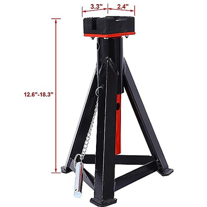 3 Ton Jack Stands Pair Heavy Duty 6000 Lbs Capacity Car Jack Stand with 6 Adjustable Height Positions 12.6"-18.3" Truck Jack Stands for Vehicle Maintenance Automotive Lift Support Black