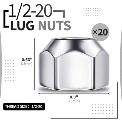 20 PCS 1/2-20 Inch Lug Nuts, 509 Trailer Lug Nuts Open End Acorn Lugs, Zinc Plated Wheel Tire Lugs Replacement for 1/2" Wheel Lug Studs Dexter EZ Lube Trailer Camper RV Truck - size: 20pcs