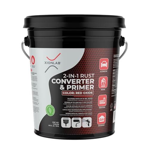 2-in-1 Rust Converter & Metal Primer, Rust Inhibitor Paint for Metal, Automotive Rust Reformer, Industrial Grade Water Based, Heat Resistance & UV Resistant. Made in the USA. As Low As ~$0.12 Per Sqft* - color: Red Concentrate, size: 640 Fl Oz (Pack of 1)