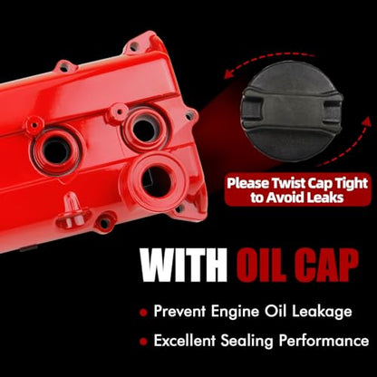 MITZONE Upgrade Aluminum Valve Cover Compatible with 2007-2013 Altima 2007-2012 Sentra SE-R 2.5L Part# 13264-JA00A Red - color: 2007-2013 Altima Sentra Red(Aluminum)