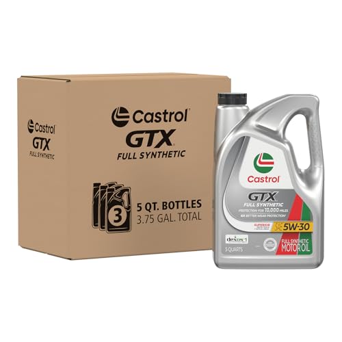 Castrol GTX Full Synthetic 5W-30 Motor Oil, 5 Quarts, Pack of 3 - size: 5 Quarts, Pack of 3