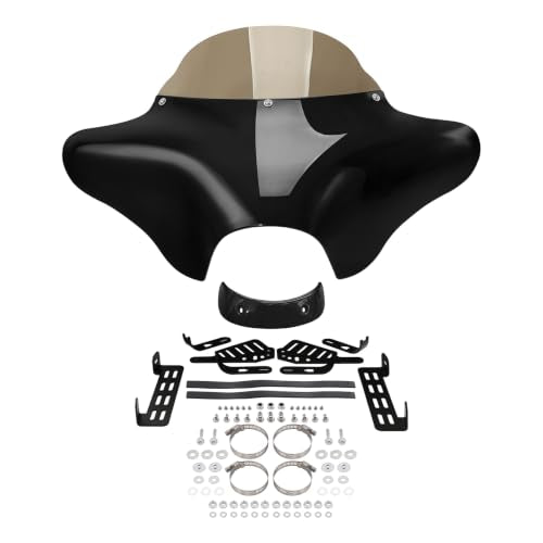TCT-MOTORPARTS Batwing Fairing Windshield Fit For Harley Softail Deluxe Fatboy Heritage Classic Yamaha V Star 1100 650 Classic Softail Suzuki Boulevard Dyna - style: Fairing+Smoked Windshield+Bracket