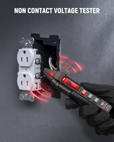KAIWEETS Circuit Breaker Finder with LCD Display, GFCI Outlet Tester, AC 90-130V Electrical Circuit Tracer Tool with NCV Tset & Flashlight, Includes Carrying Case with Adapter, Alligator Clips -KT303P - size: KT303P(with adapters)