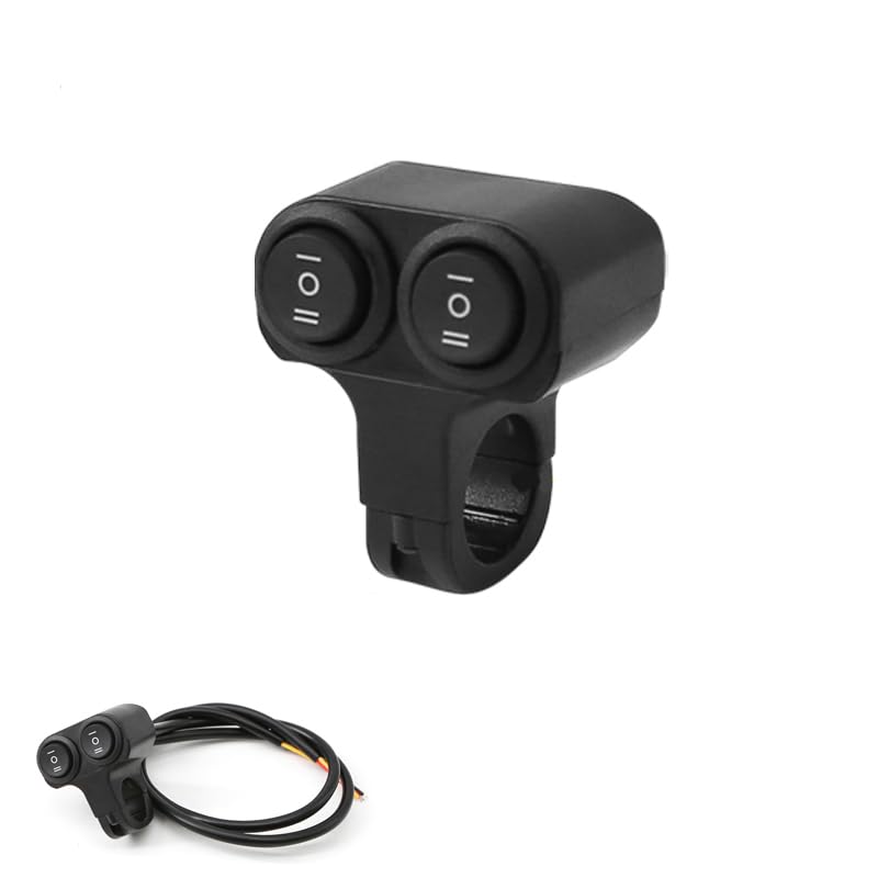 Universal Motorcycle Handlebar Light Switch, 12V/24V Headlight and Spotlight Dual Control Button, Triple Line Switch for ATV, Scooter, Off-Road Bike (1 Pack)