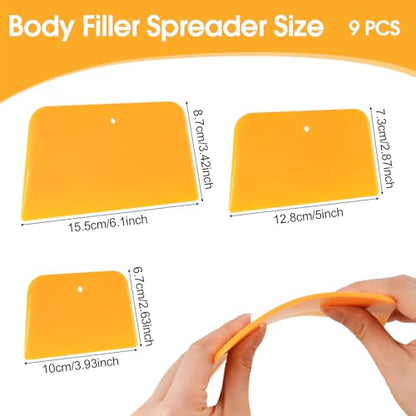 9 Pack Body Filler Spreader, Reusable Plastic Spreader for Applying Putty