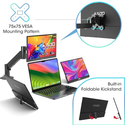 Kado Portable Monitor for Laptop, 15.6-inch IPS 1920x1080 Second Display - size: Swivel Stand