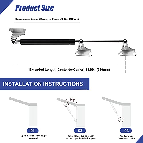 17" 100Lbs/445N Gas Spring Shocks Struts High Precision Steel Pipe Material Gas Spring Shock Switch is Flexible Safe Mute, Used for All Kinds of Custom Storage Boxes, ETC - size: 17" 100Lbs/445N