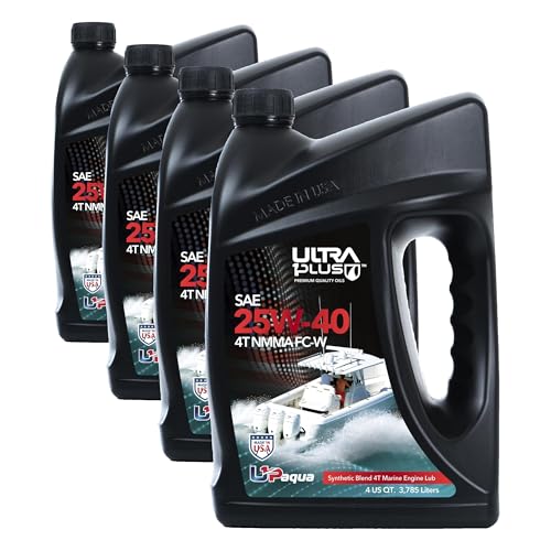 ULTRA 1PLUS U1P-Aqua SAE 25W-40 Synthetic Blend 4T Marine Engine Oil NMMA FC-W (Gallon) (Pack of 4) - size: 1 Gallon (4 Quarts) (Pack of 4)