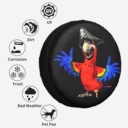 Parrot Pirate Spare Tire Cover Waterproof Sun Protection Fit 17 Inches - color: Parrot Pirate, size: 17 inch