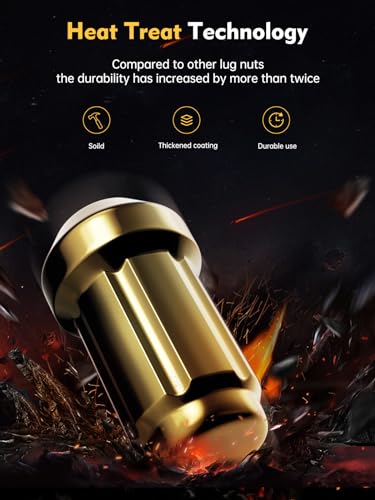 MIKKUPPA M12x1.5 Lug Nuts, Gold 20PCS Closed End Spline Lug Nuts - color: Gold