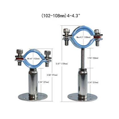 AKIHISA 2 Pcs 304 Stainless Steel Pipe Supports, Wall Mount Ceiling Mount Pipe Hanger, Pipe Holder for OD Pipe 102-108MM Adjustable Height Range 50-100mm - size: 102-108mm, style: Adjustable Height 50-100mm