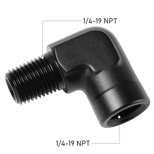 1/4 NPT Female to 1/4 NPT Male 90 Degree Fitting Adapter Coupler Union Aluminum Black - color: Black - 90 Degree, size: 1/4 NPT