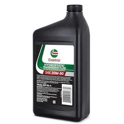 Castrol SAE 20W50 Hydrostatic Transmission Fluid for Use in Outdoor Power Equipment – API GL-4 – 12 Pack (1 Quart)