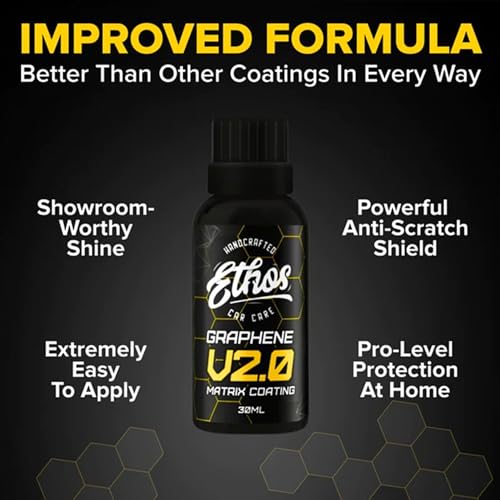 Ethos Handcrafted Car Care Graphene Matrix Coating with Applicator - Graphene Ceramic Coating | 5+ Years of Protection | Incredible Hydrophobic - Revolutionary Graphene Nanotechnology - color: V2.0 - 50ml
