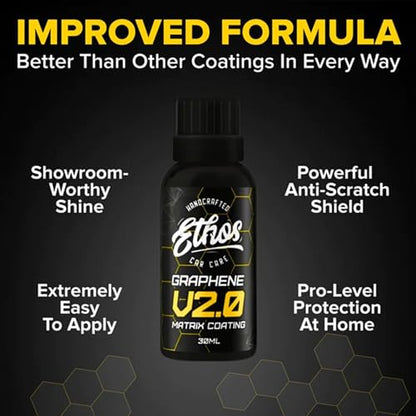 Ethos Handcrafted Car Care Graphene Matrix Coating with Applicator - Graphene Ceramic Coating | 5+ Years of Protection | Incredible Hydrophobic - Revolutionary Graphene Nanotechnology - color: V2.0 - 50ml