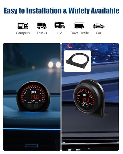 15PSI Fuel Pressure Gauge Kit with 1/8NPT Electronic Sensor and LED Digital Display Pressure Meter Mounting Bracket Ultra Thin for Car & Truck - 2-1/16" (52mm)