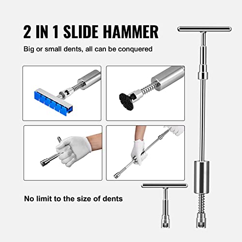 VEVOR 117 PCS Car Dent Puller Kit, Paintless Dent Repair Tool with Lifter, Slide Hammer & Suction Cup for Auto Body Dents, Hail Damage, Door Dings - size: 117pcs