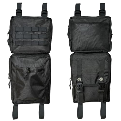 Larswon 2 Pack ATV Saddle Bags, Large Detachable Fender Bag ATV Gear Bags Water Resistent Motorcycle Storage Bag Compatible with Sportsman Scrambler TRX FourTrax Outlander Grizzly UTV Black - color: Black