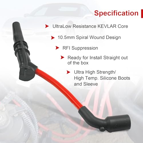 10.5mm Spark Plug Wires Set Replacement for GM LS1 LS2 LS3 Engine