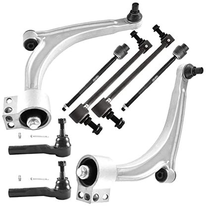 ASTARPRO - 8Pcs Front Suspension Kits Front Lower Control Arms Inner&Outer Tie Rods Sway Bar Links Replacement for 2004-2012 Chevy Malibu,2005-2010 Pontiac G6,2007-2009 Saturn Aura