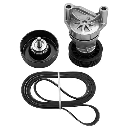 Serpentine Belt Drive Kit With Tensioner And Idler Pulley For Chevrolet GMC - size: Gm Silverado, Sierra, Yukon, Hummer H2 (02-08)