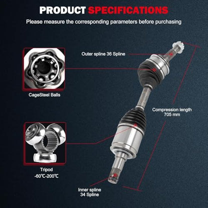 CCIYU Front Left Right CV Axle Shaft for Toyota Tundra/Sequoia 2007-2022 - size: 17-5794
