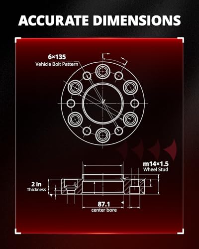 EVIL ENERGY 6x135 Wheel Spacers 2", 87.1 mm Bore Hubcentric M14x1.5 Studs - size: 2 inch