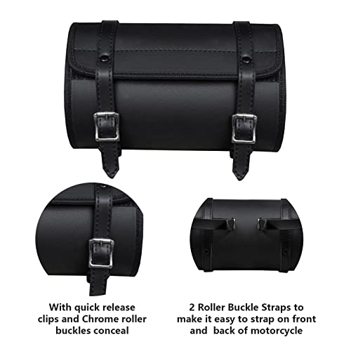 Gargoyle Bells Handlebar Bag - Universal Motorcycle Fork Bag, Sissy Bar Storage, Black PVC, 12" - color: Black PVC, size: 12"