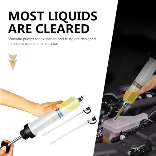 200cc Fluid Extractor Pump, Anti-breakage Plastic Manual Vehicle Filler, Sealed Anti-Splash Tubing-type Oil Suction Pump, Automotive Oil Syringe (White)