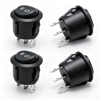 TWTADE / 4Pcs Momentary Boat Rocker Switch 3 Pin 3 Position(ON)-Off-(ON) SPDT Mini Car Auto Boat Round Rocker Toggle Switch 6A 250VAC/10A 125VAC KCD1-5-123 - size: (ON)/Off/(ON) - KCD1, style: Round