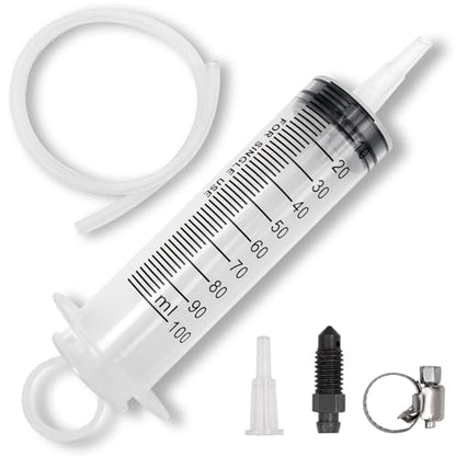 LhyBtm Brake Bleed Kit Universal Motorcycle Brake Bleed Kit 100ml Syringe with 50cm Hose for Hydraulic Disc Brakes & Clutch Systems One Person Reverse Bleeding Tool for Motorbikes, Scooters and Quads