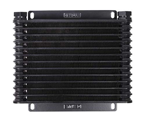 DERALE Fluid Cooler, 9000 Series, 9.75 x 8.438 x 1.25 in, Plate and Fin Type, 1/2 in NPT Female Inlet/Outlet, Aluminum, Black Anodized, Automatic Transmission, Kit