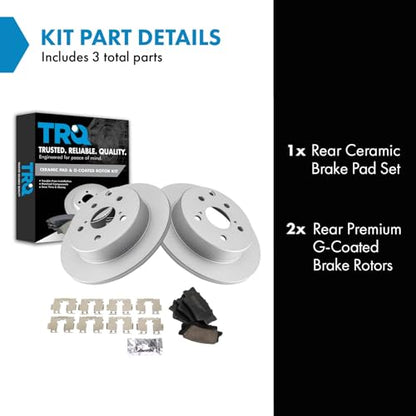 TRQ Rear Brake Pad and Rotor Set Ceramic Solid G Coated Rotors 11.06 in - style: BKA14732