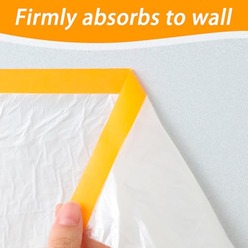 Painters Plastic with Tape 59inx65ft,Pre-Taped Masking Film Automotive Tape and Drape,Tear-Resistant Plastic Painting Film for Car Painting & Home Renovation (2 Roll) - size: 59inx65ft, style: 2 rolls
