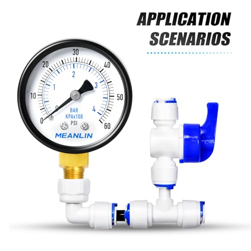 MEANLIN MEASURE 0-60Psi 2" DIAL FACE 1/8" NPT Well Pump Pressure Gauge, with 1/4" NPT and 3/8" NPT Hex Bushing, 3-2-3% Accuracy, Center Back Mount - color: 1/8"NPT Back Mount, size: 0-60Psi