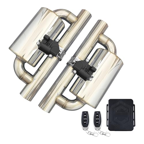 2.5 Inch Electric Valved Muffler Exhaust Cutout with Muffler Cat Back Exhaust System Kit (2-Pack) - size: 2.5" (2-Pack)