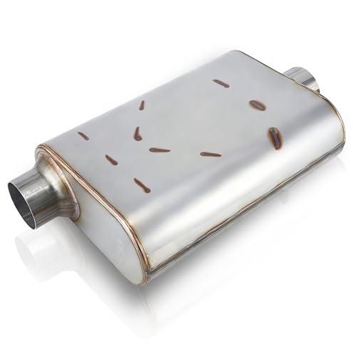 2.5" Center In/Offset Out Exhaust Muffler Stainless 17" Dual Chamber - size: 2.5" Offset In/ Center Out