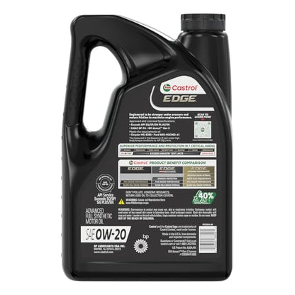 Castrol EDGE 0W-20 Advanced Full Synthetic Motor Oil, 5 Quarts - size: 5 Quarts