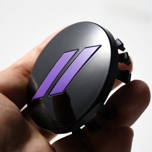 (Set of 4) Purple 63mm=2.5 inches // Slash Wheel Center Cap Covers HubCap Emblem Badge Trim for Dodge Charger Challenger Durango Hornet Dart R/T SRT Magnum Nitro Journey Caliber Avenger - color: Purple // on gloss black cap