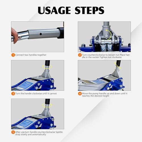 3 Ton Low Profile Hydraulic Floor Jack, Heavy Duty Steel Dual Piston Quick Lift Pump, CE Certified - size: Steel Body - Low Profile (3.1" Min Height)