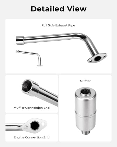 Mini Bike Side Exit Exhaust Pipe for FRP GMB100 Series, Runtong OHV 99cc 220cc Engine – High Performance Steel Exhaust Header with Muffler, Bolt-On Upgrade Kit - size: Side Exit